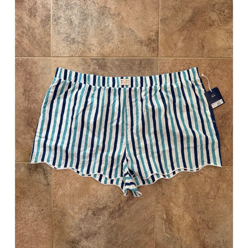 Roller Rabbit Womens x Target Poplin Boxer Pajama Shorts Sz 3X NWT Blue Striped
